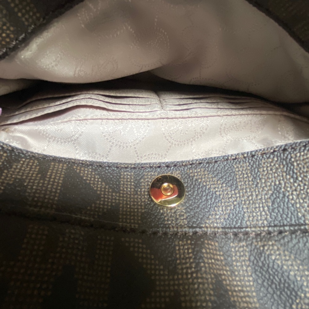 Michael Kors Brown Tote with Blue Trim and Gold Charm - Picture 8 of 8